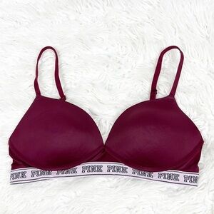 PINK Victoria’s Secret Burgundy Wear Everywhere Wirefree Push Up Bra